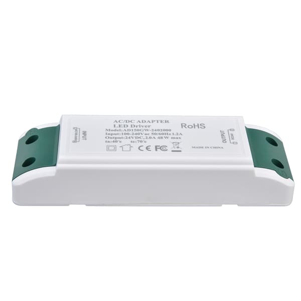LED-transformator 24V DC 2A 48W konstantstrøm LED-strømforsyningsdriver for hjem og kontor AC100‑240V