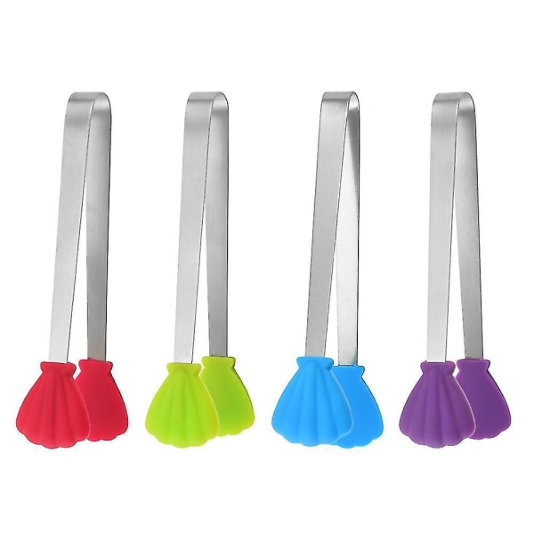 4-delad mini set i rostfritt stål med halkfritt silikongrepp - perfekt för köksbruk, mathantering och servering av is