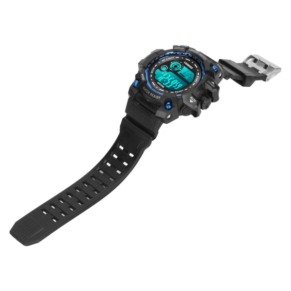 Kids Sports Electronic Watch Multifunksjonelle vanntette klokker Lysende digital LED-klokke Blå
