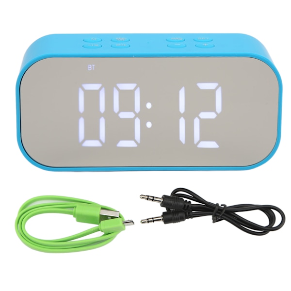 Väckarklocka Spegel Elektronisk Intelligent Brusreducering 45MM Högtalare Dubbel Högtalare Digital Dubbel Väckarklocka Blå