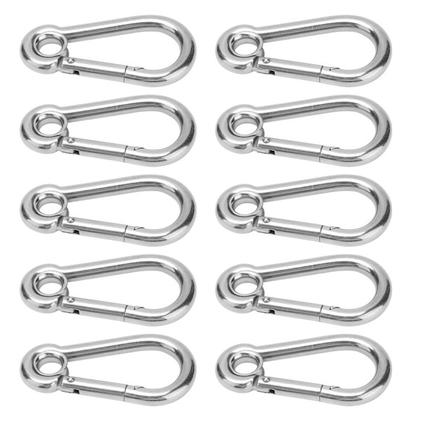 10 st Snapkrok Rostfritt stål Säkerhetsrep Fjäderkarbin Hängande spänne TillbehörM8(8mm)