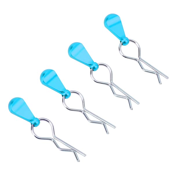 4 stk. RC Karosseri Klips Stift Rustfrit Stål R-Form Universal til 1/8 1/10 Fjernstyret Bil Blå