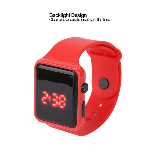 Watch LED-näyttö Neliön muotoinen taustavalo Design Digitaalinen watch vapaa-ajan aktiviteetteihin Punainen Red