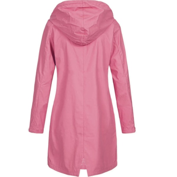 Snygg Plus Size Dam Vattentät Regnrocka M Rosa