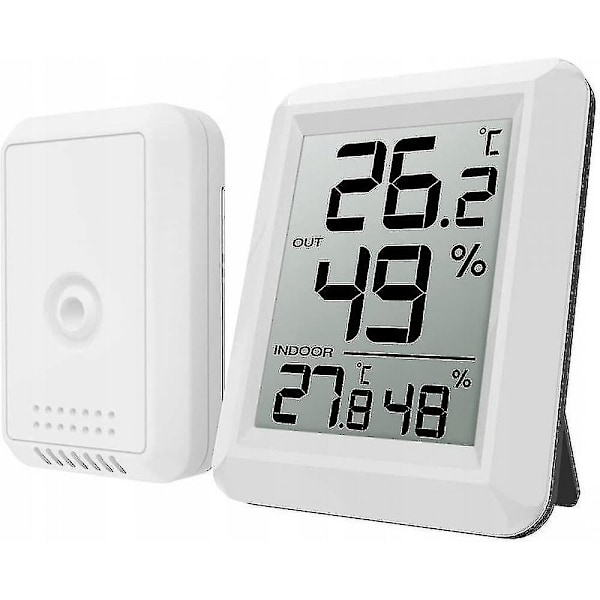 Trådlös Inom- och Utomhustermometer och Hygrometer med Vit Sensor