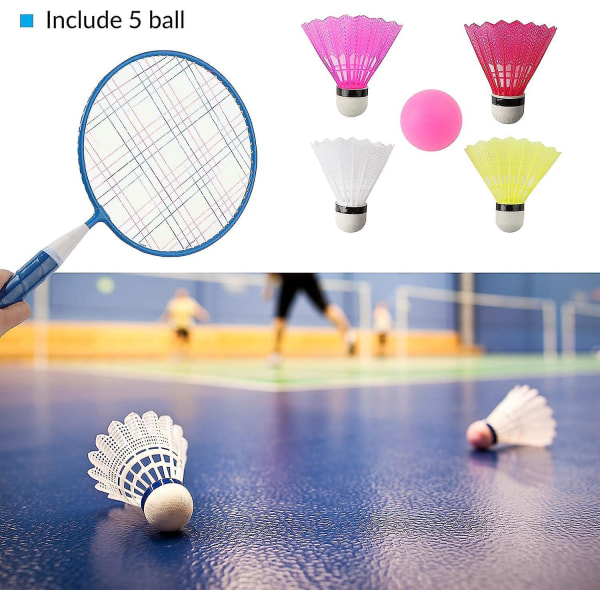 Letvægts badmintonsæt til børn med 2 ketsjere, 3 fjerbolde og bæretaske