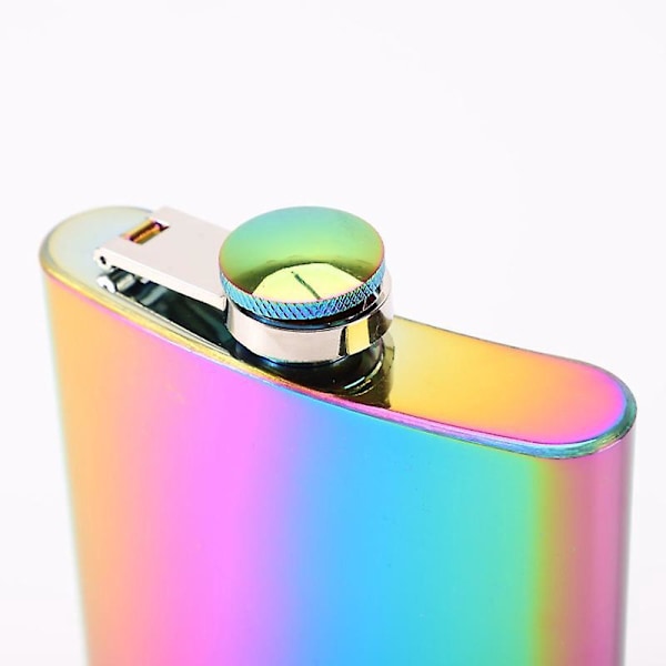 Enhjørning Design 6 Oz Lommestørrelse Hip Flask Rustfri Stål Rustfri Skruelåg Regnbue Finish Ideel til Gravering