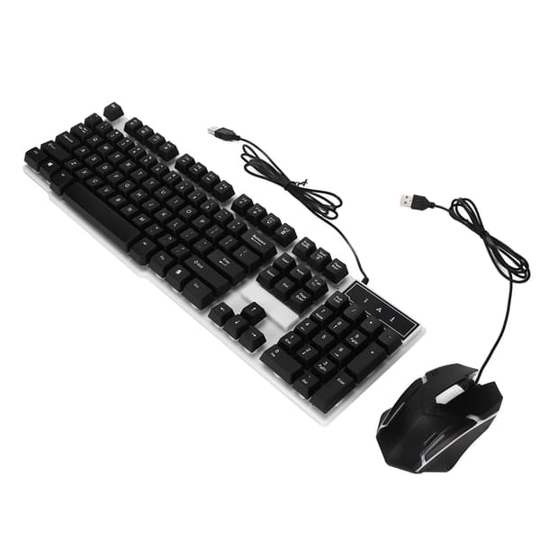 104 Tasters Keyboard Mouse Sæt Baggrundslys USB Farverig Ergonomisk Stabilt Baggrundsbelyst Keyboard Mouse Combo