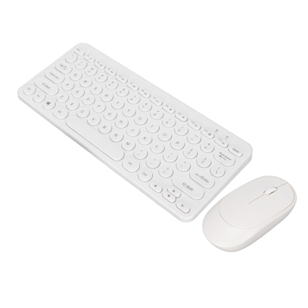 Tangentbord Mus Combo 2.4G trådlösa runda knappsatser Ergonomisk design Tyst mus USB mottagare Tangentbord och mus vit