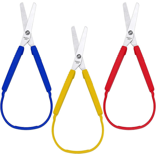 Loop Sax Färgglada Grepp Saxar Loop Handtag Självöppnande Saxar Adaptiva Klipp Saxar
