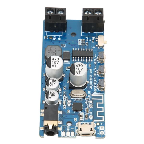 2-kanals Bluetooth 5.0 stereoforsterkerkort Bluetooth vokalmottakerforsterkerkort Blå