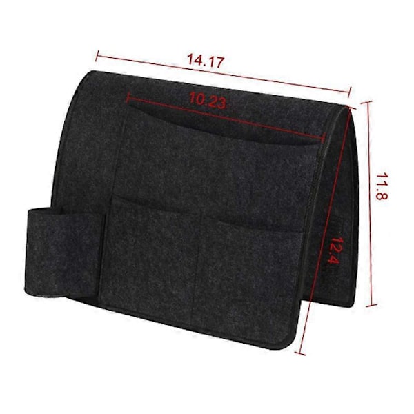 Sängficka Hängande Sänghylla med Flaskhållare Anti-Slip Förvaringsväska för Bok, Tidningar, iPad, Mobiltelefon, Fjärrkontroll - Mörkgrå