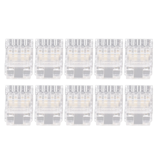 10 stk. COB LED-strip til ledningsforbindelse 4-benet 10 mm gennemsigtig loddefri LED-adapterforbindelser til hjem, skole og kontor