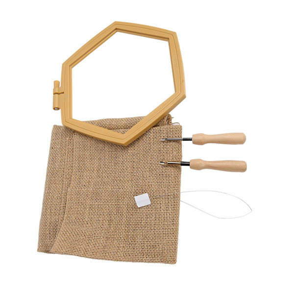 Punch Needle-sett Hexagon Hoop med blank ramme - Enkel bruk, sikker og holdbar - Punch-broderisett for håndverk, DIY-begynnere