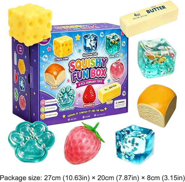 8-pack Mystery Squishy Box, Blind Box Stressavlastande Fidget-leksaker, Sensorisk förpackning Kreativ festgåva, Långsamt stigande Squishy