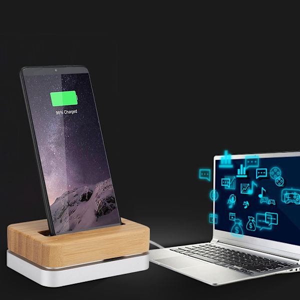 til Samdi Desktop Mobiltelefon Opladningsbase til iphone6S/6Plus/iphone7/7Plus/iphone8/X Sølv