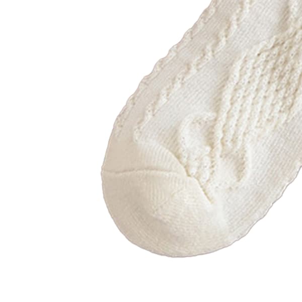 Barnstrumpor i bomull, bekväma, varma, retro preppy mid-calf strumpor för vinter höst, beige M