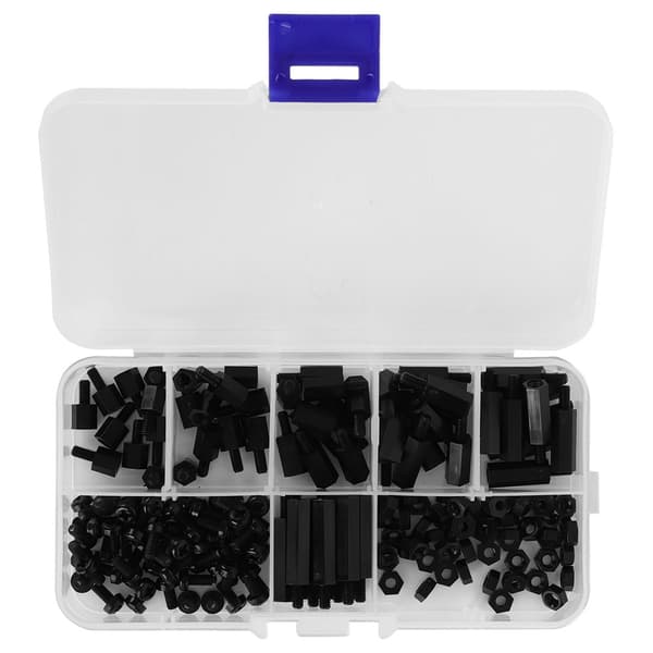 180 st box M3 Nylon Skruv Mutter Hane Hona Standoff Kombinationssortimentskit (Svart)