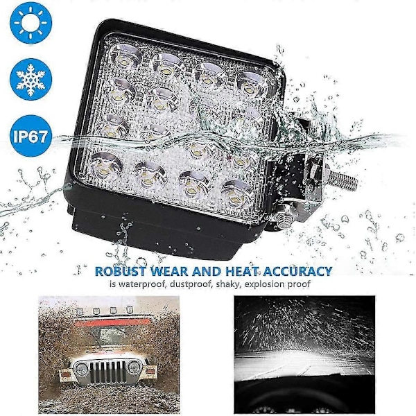 LED Arbeidslys, 2 stk 48W Flood LED Lysbar for Bil Traktor Offroad Lastebiler SUV ATV Båt 4 Tommer