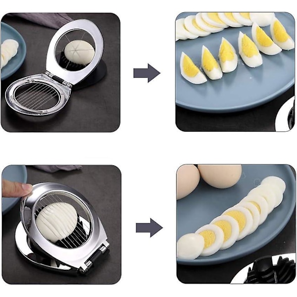 Äggskärare i rostfritt stål för ägg och ägg med 2 i 1 hållbara metallskivor (11,5*9,5cm)