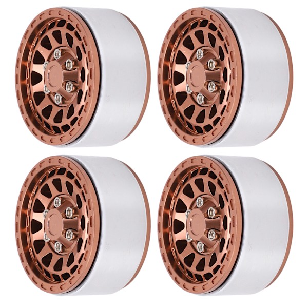 4 kpl Beadlock RC-auton pyörännavan sarja 1,9 tuuman alumiiniseoksesta valmistettu rengasvanne 1/10 1/12 1/14 kauko-ohjattaviin autoihinRuskea