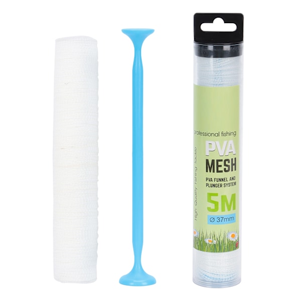 PVA sylinder vannløselig nett PVA mesh løselig fiskeforer felle strømpe agnpose Φ37mm / 1.5in X 5m / 16.4ft