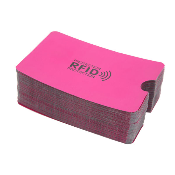 100 kpl kortinlukitusholkit tiukasti istuva kalvo skannaamisen estävä varkaudenesto magneettinen suoja kannettava suojakorttipidike vaaleanpunainen