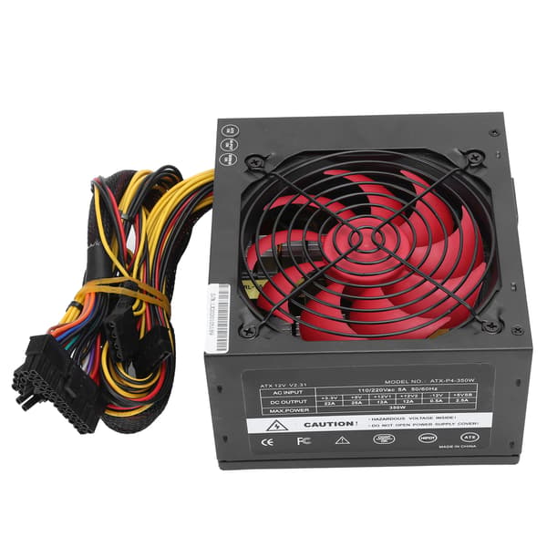 PC-strømforsyning 350W stationær computerdele tilbehør rød blæser justerbar 115/230V AU-stik