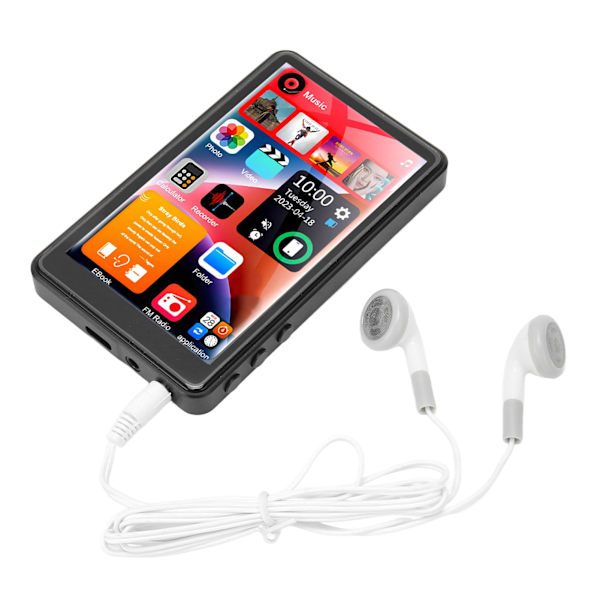 MP3-spiller 4 tommers full touch-skjerm HD støyreduksjon støtte 1080P FM-radioopptak Bluetooth MP3-spiller for daglig 16GB 32GB