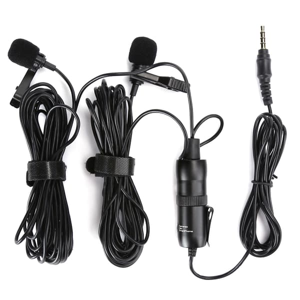 SL2 Lavalier dubbelmikrofon bärbar slipsfäste minimikrofon 3,5 mm-kontakt för PC