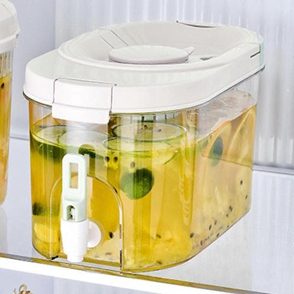 4L Beverage Dispenser for Refrigerator, Cold Drink Dispenser with Lid for Party, Bar, Daily Use, White