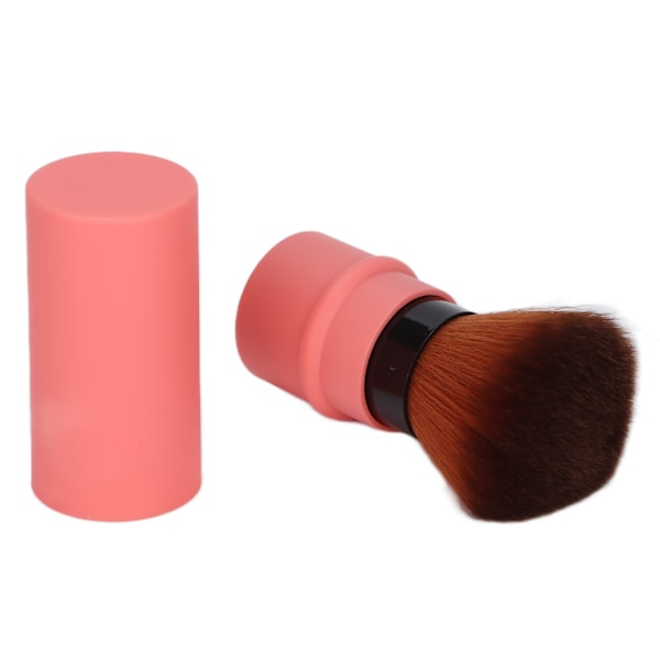 Vinklad rougeborste, bärbar mjuk fluffig puderborste med lock för rouge, bronzer, buffingpuder, kosmetika