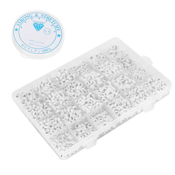 1850 stk 4x7 mm runde akrylperler Bogstavnummer Hjerteperler til smykkefremstilling tidlig uddannelse