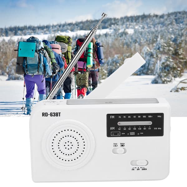 RD638 ABS Solenergi Nöd Multifunktionell Handvevsradio Stödjer FM/AM-funktion Vit