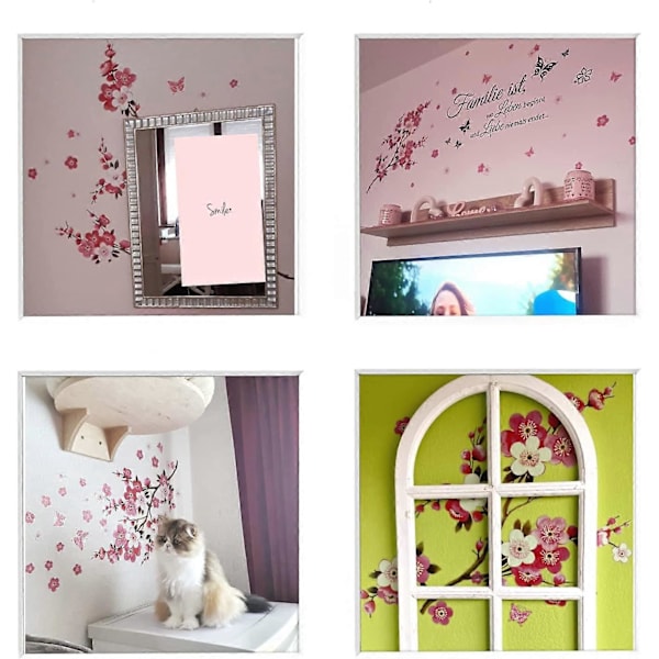 Sakura Blomst Veggklistremerker - Avtakbare Kirsebærtre Gren Veggdekor - DIY Hjem Dekor Tapet for Soverom Stue Barnerom