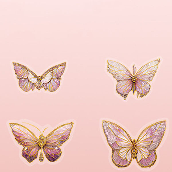 Glitter Butterfly Stickers Retro Fashion Pet Laser Butterfly Decals for Scrapbooking Notebook