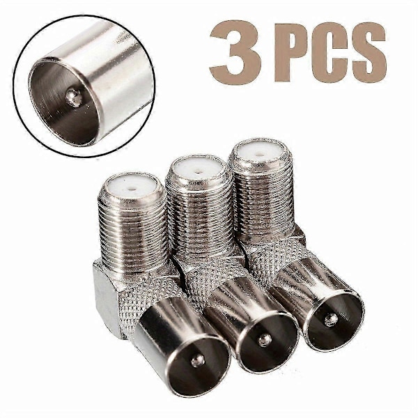3 stk. 90 Graders TV Antenneplugg Kobling Hunn Til Hann Rettvinklet Adapter Plugg Til Sokkel Koakskabel Adapter