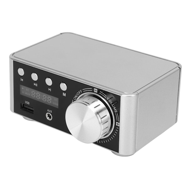 Bluetooth-forsterker sølv mini Bluetooth 5.0 digital forsterker HiFi stereo klasse D lydforsterker trådløs mottaker