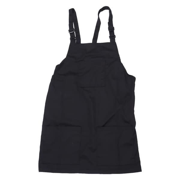 Køkkenforklæde Sort Forklæde Polyester Lommer Justerbar Rem Unisex Forklæde til Hjemmet Kommerciel Kaffebar Restauranter