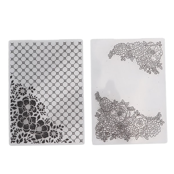 2Pcs Plastic Embossing Folder Clear Concave Convex Texture DIY Craft Template Molds for Invitations Envelopes Card