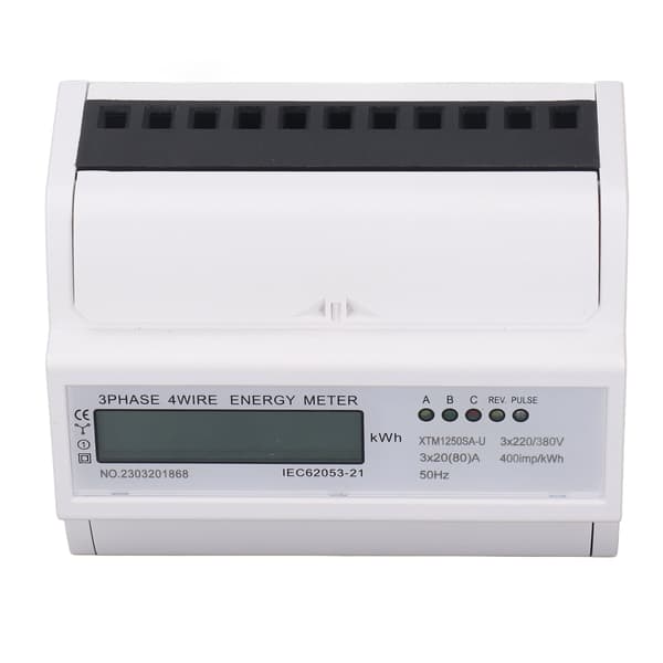 Elmåler 3-faset 4-leder 7P LCD digitalt display DIN-skinne montering Strømmonitor
