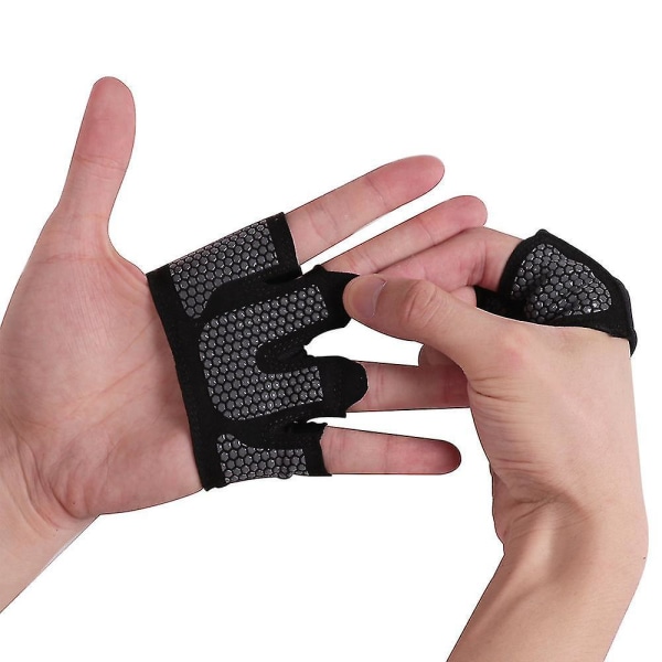 Sklisikre halvfinger treningshansker for trening, vektløfting, sport - Palm Protector (grå, stor)