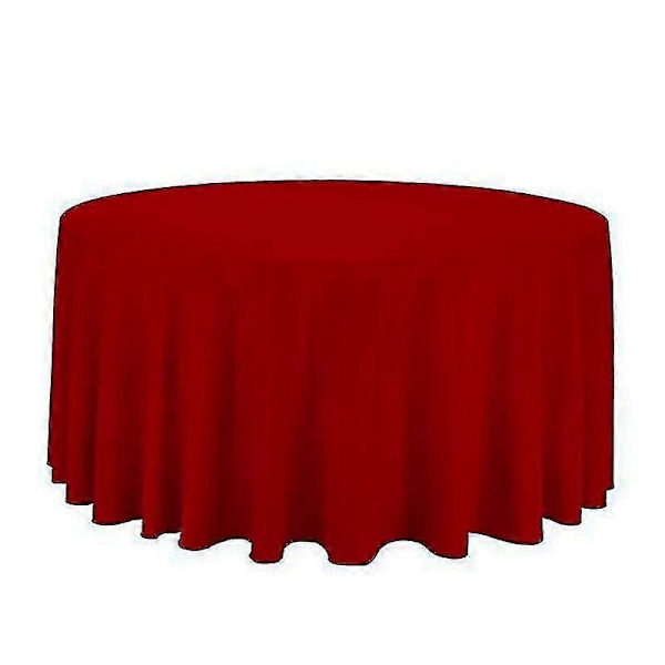 1 st Polyester Rund Duk VitSvartRödBlåGuld Enfärgad Bordsduk För Bröllop Födelsedagsfest Bordsöverdrag Heminredning Zekai Röd Diameter 180CM