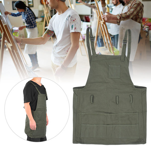 Måla Keramik Förkläde Vuxen Canvas Ritning Förkläde Konstnär Work Accessory med ficka