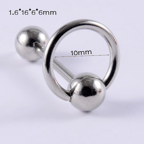 Sett med 7 klare akrylretainer i 16g for tragus, helix, leppe og bruskpiercinger
