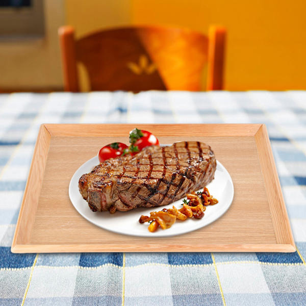 Rektangulär bricka i trä för servering av te och mat, bricka för restaurang, hem, hotell, tehus, medelstorlek 36,5 x 27 cm