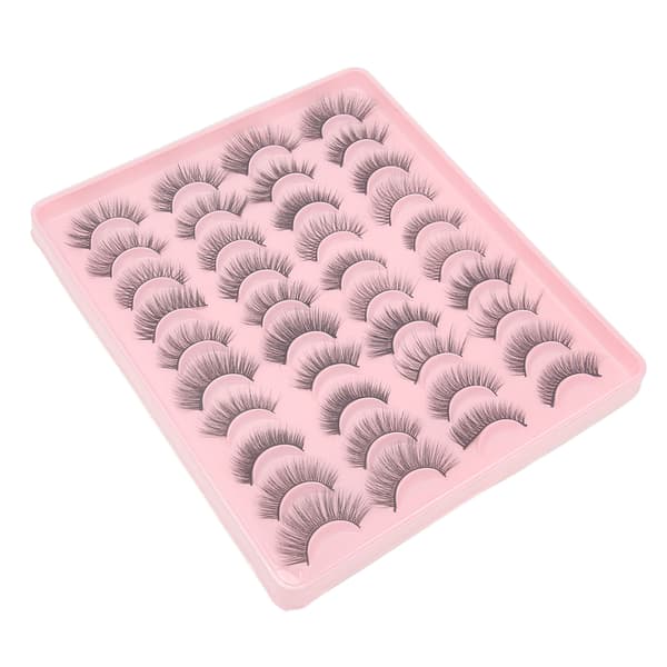 20 par blandade lösögonfransar, wispy-effekt, syntetfiber, fluffiga volymlösögonfransar