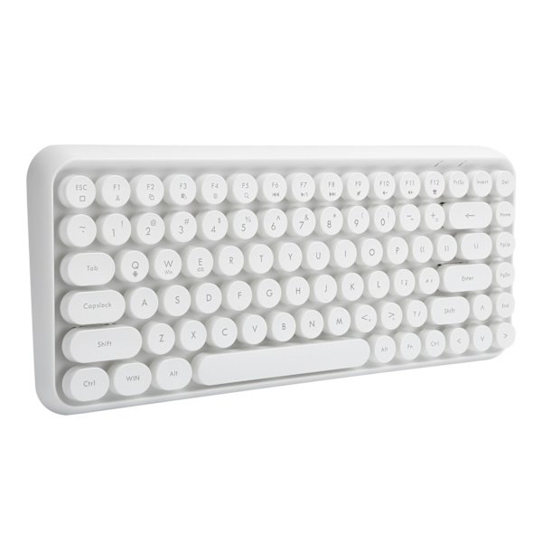 Ajazz Langaton Näppäimistö Bluetooth 84 Näppäimet Retro Pyöreä Näppäimistö Pelitoimistotarvikkeet 308IIvory White