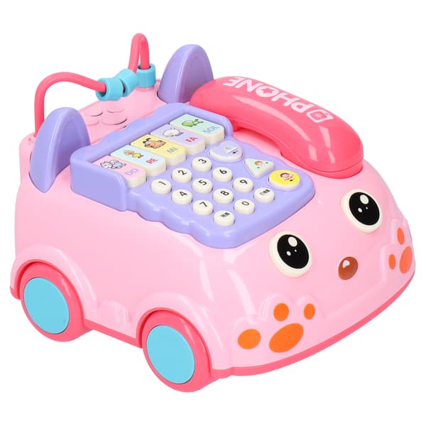 Barnetelefonleke Pedagogisk simuleringstelefonleke med lysmusikkeffekt Rosa