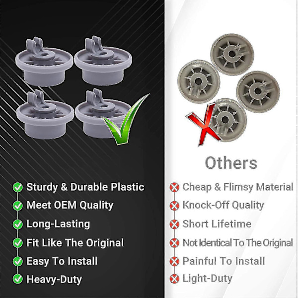 4-pakning 165314 Oppvaskmaskin Nedre Kurvhjul Del For Bosch & Kenmore